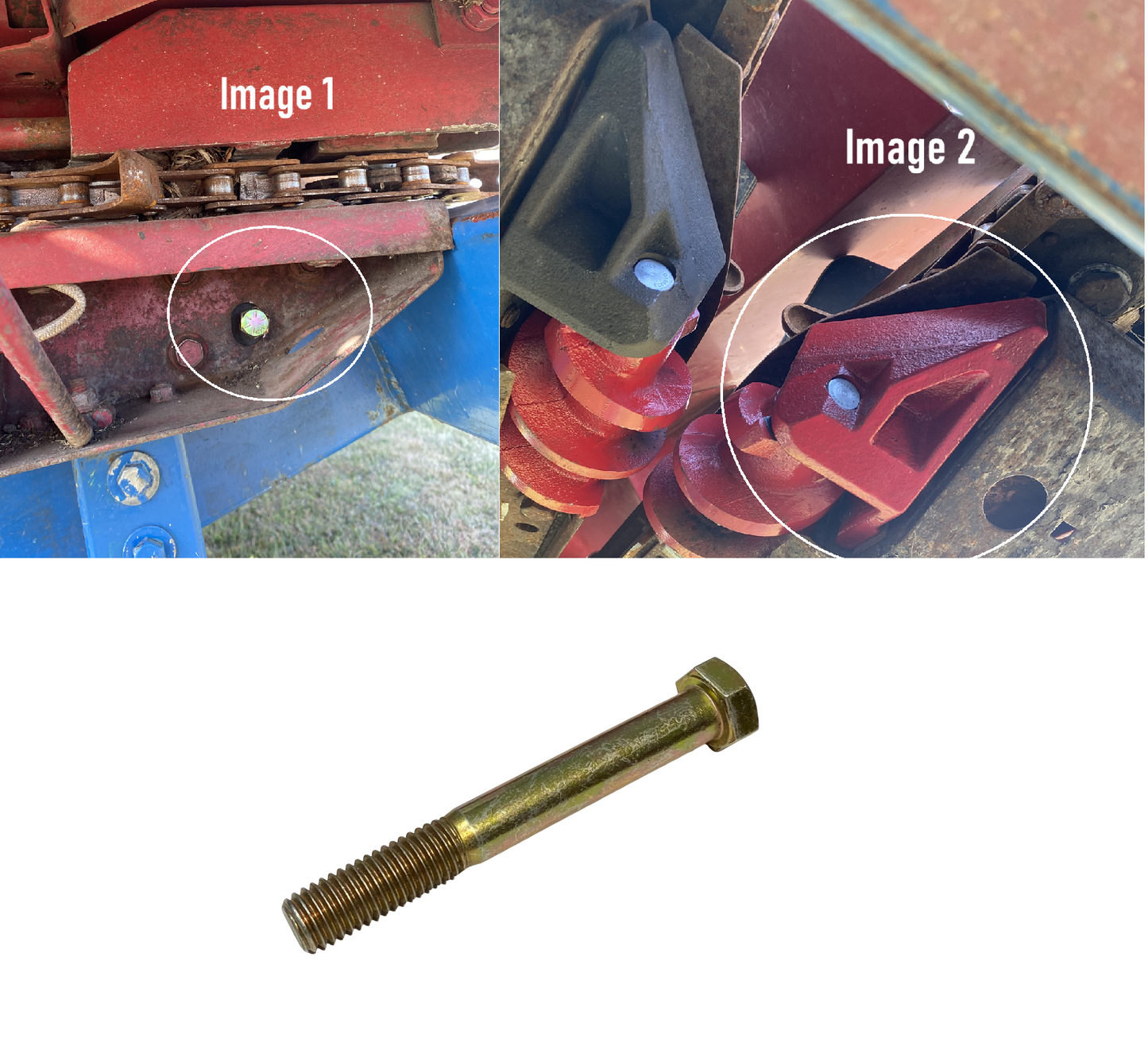 Support Bolt - Stalk Roll for Case IH® 1043 1044 1054 1063 1064 1083 1084 3206 3208 3212 3406 3408 3412 - 327205C1, 1306172C1, 1989234C1 1306171C1 1989233C1 1327204C1